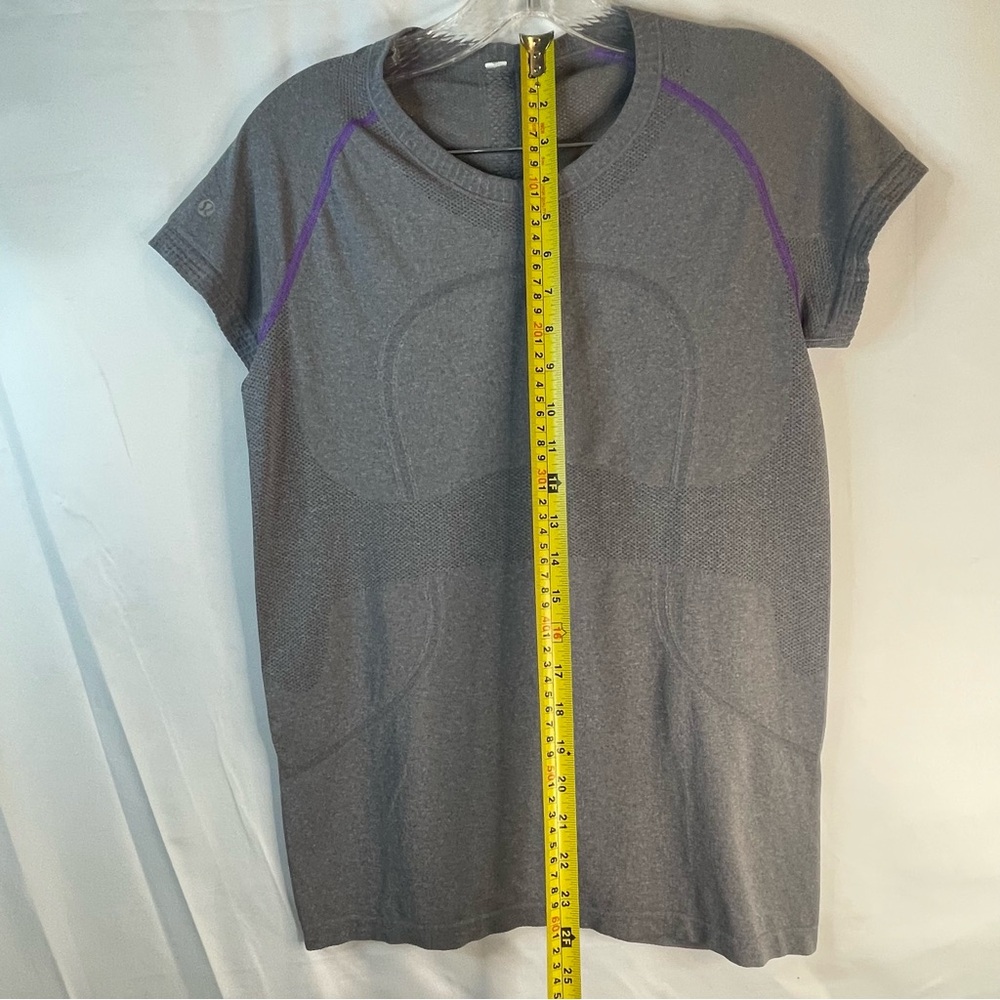 Grey and purple LULULEMON t shirt athletic shirt - Picture 11 of 12